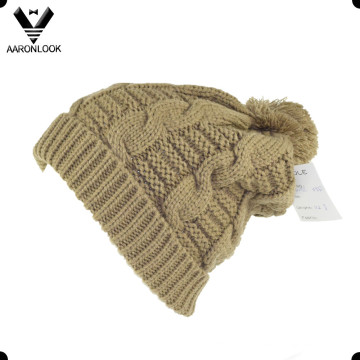 Inverno quente cabo malha Bobble Ski Hat